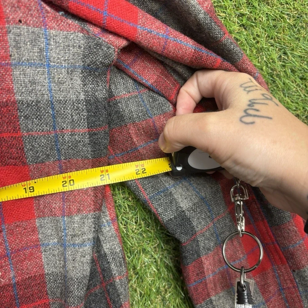 Vintage Pendleton Virgin Wool Jacket Womens Large 49er Red Plaid Pockets Button